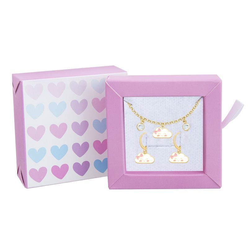 CONJUNTO INFANTIL BRINCO ARGOLA E PULSEIRA NUVEM BANHADO EM OURO