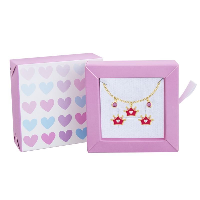 CONJUNTO INFANTIL BRINCO E PULSEIRA COROA BANHADO EM OURO