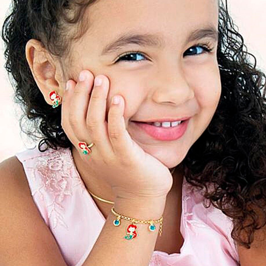 ANEL INFANTIL SEREIA RESINADA BANHADO A OURO