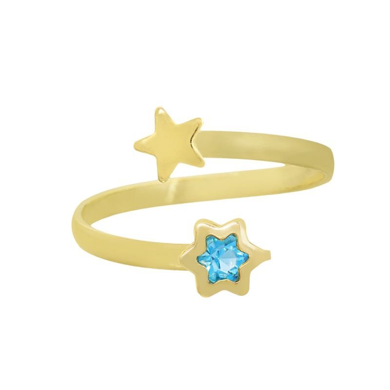 ANEL REGULAVEL ESTRELINHA E PEDRINHA BANHADO EM OURO