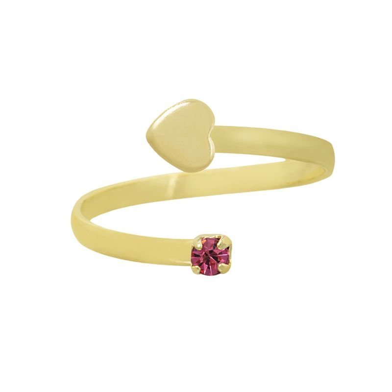 ANEL REGULAVEL CORAÇÃO E PEDRINHA BANHADO EM OURO