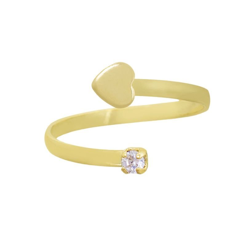 ANEL REGULAVEL CORAÇÃO E PEDRINHA BANHADO EM OURO