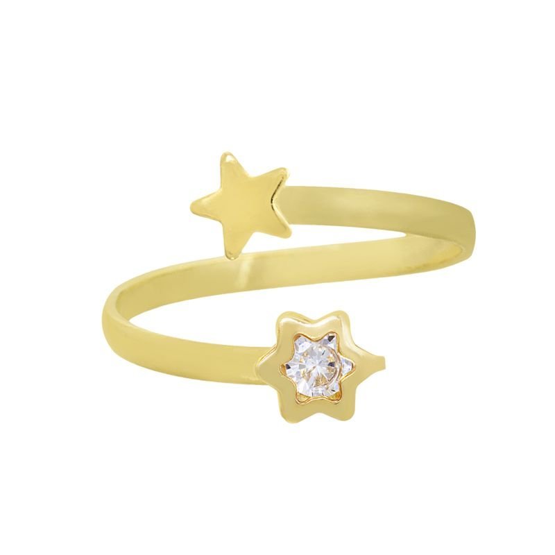 ANEL REGULAVEL ESTRELINHA E PEDRINHA BANHADO EM OURO