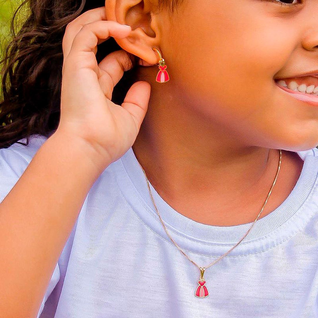 BRINCO ARGOLINHA VESTIDO PRINCESA BANHADO A OURO