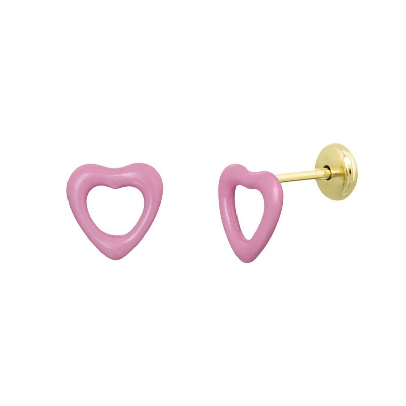 BRINCO INFANTIL CORAÇÃO RESINADO BANHADO EM OURO