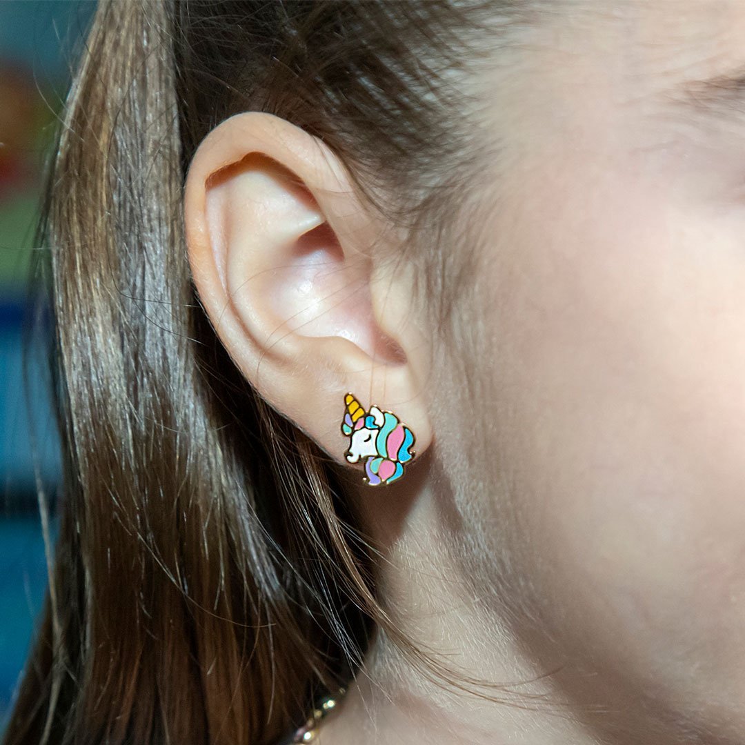 BRINCO INFANTIL UNICÓRNIO RESINADO BANHADO A OURO