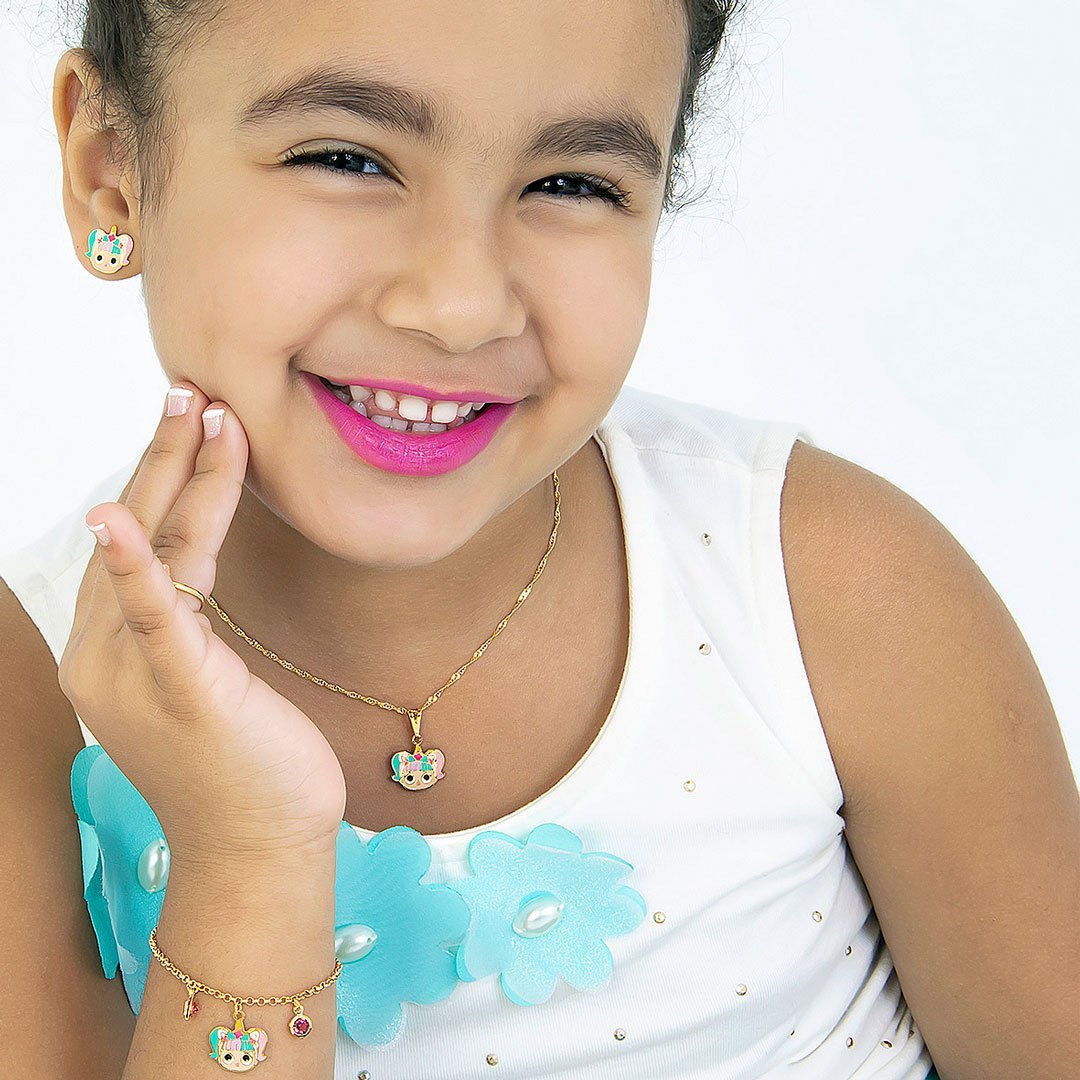 BRINCO INFANTIL BONECA UNICÓRNIO BANHADO A OURO