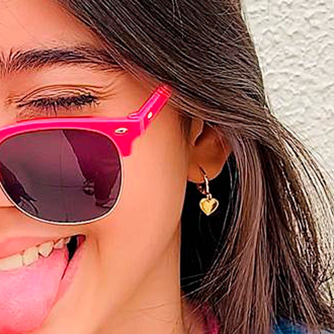 BRINCO INFANTIL ARGOLINHA CORAÇÃO DESENHADO BANHADO A OURO