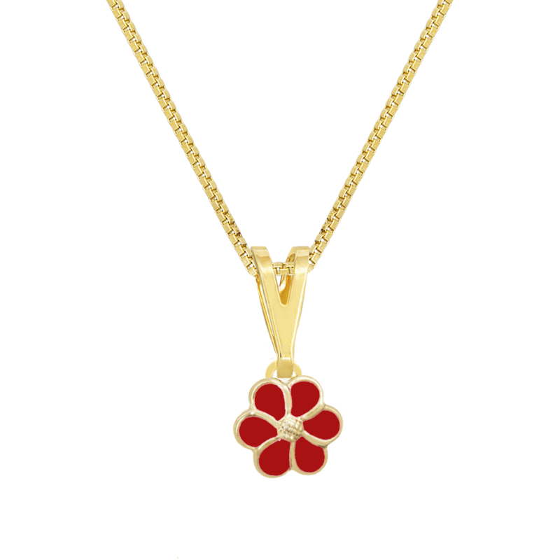 COLAR INFANTIL FLORZINHA RESINADA BANHADO A OURO