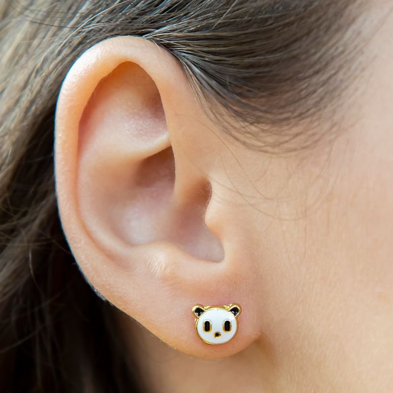 BRINCO PANDINHA RESINADO - BANHADO EM OURO