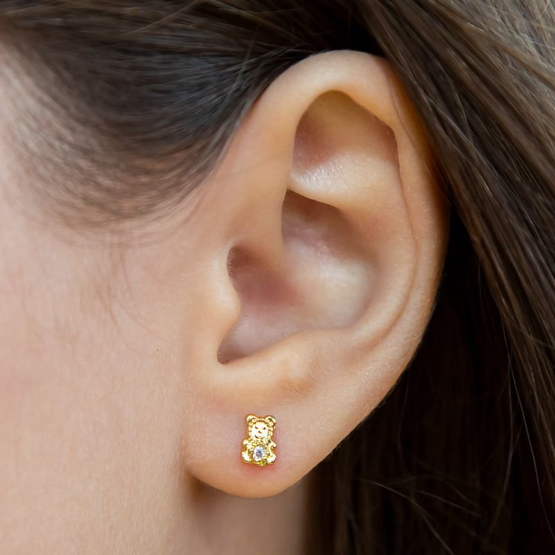 BRINCO URSINHO COM ZIRCONIA - BANHADO EM OURO
