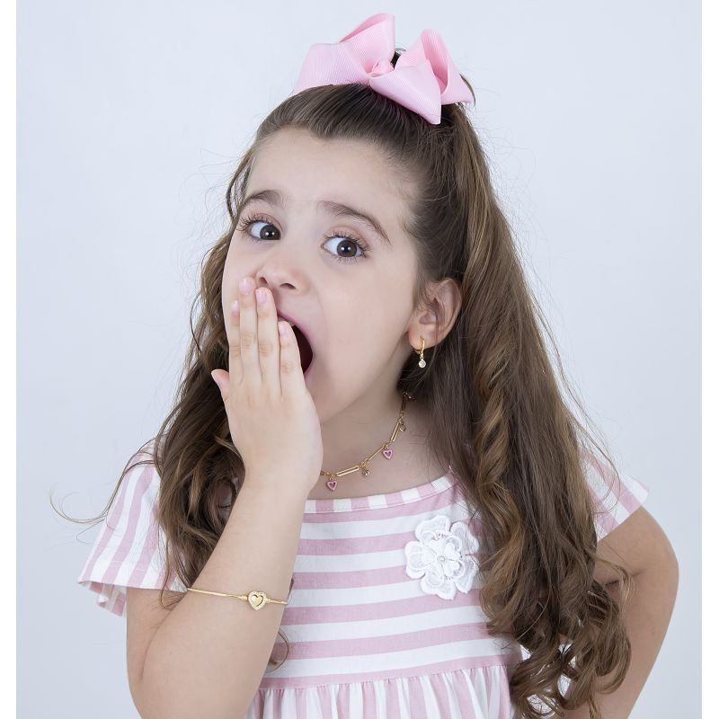 BRINCO INFANTIL ARGOLINHA COM PEDRA 4MM EM ZIRCÔNIA BANHADA EM OURO