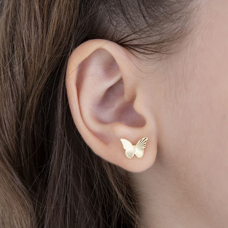 BRINCO INFANTIL BORBOLETA DIAMANTADA BANHADO EM OURO