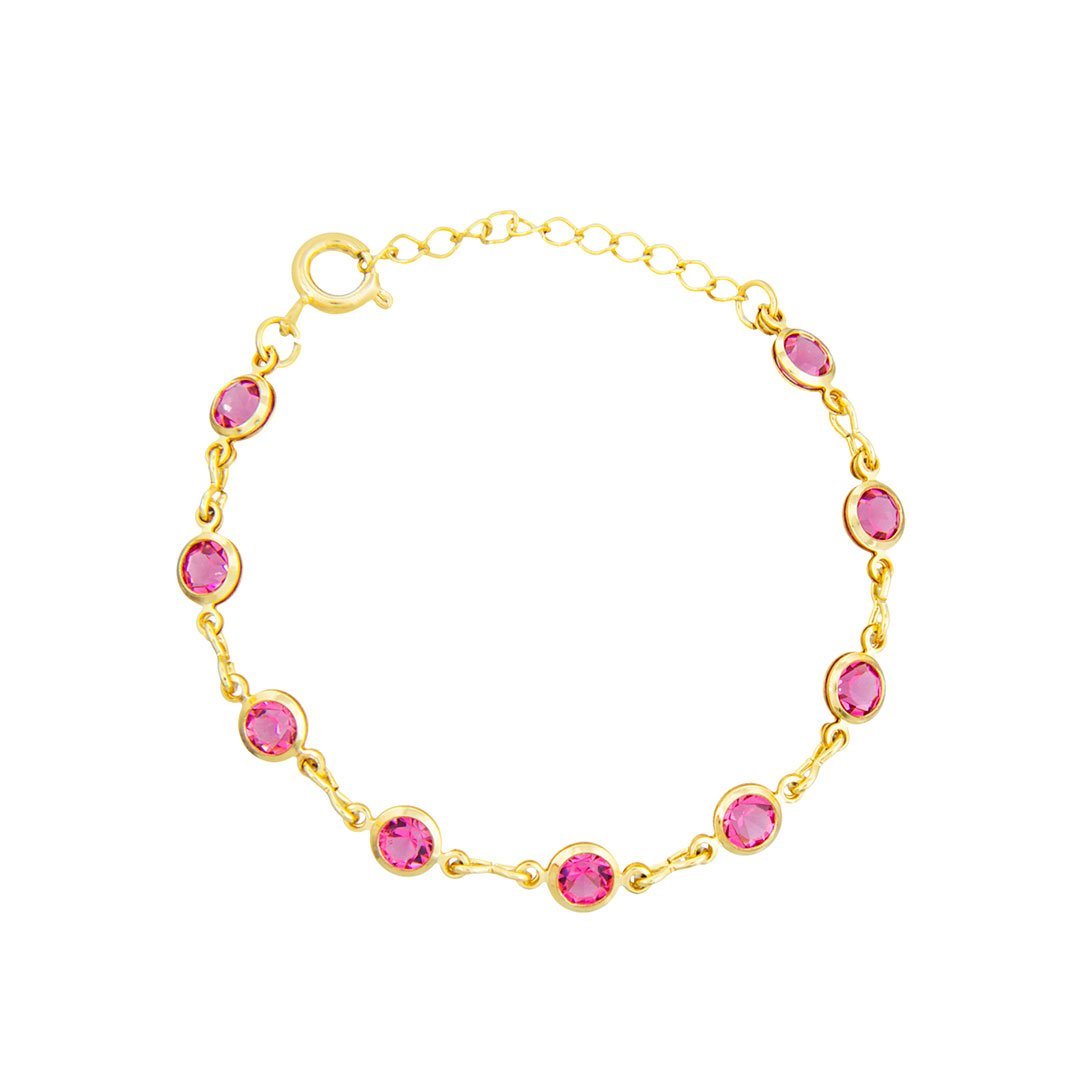 PULSEIRA INFANTIL PEDRINHAS REDONDAS BANHADA Á OURO