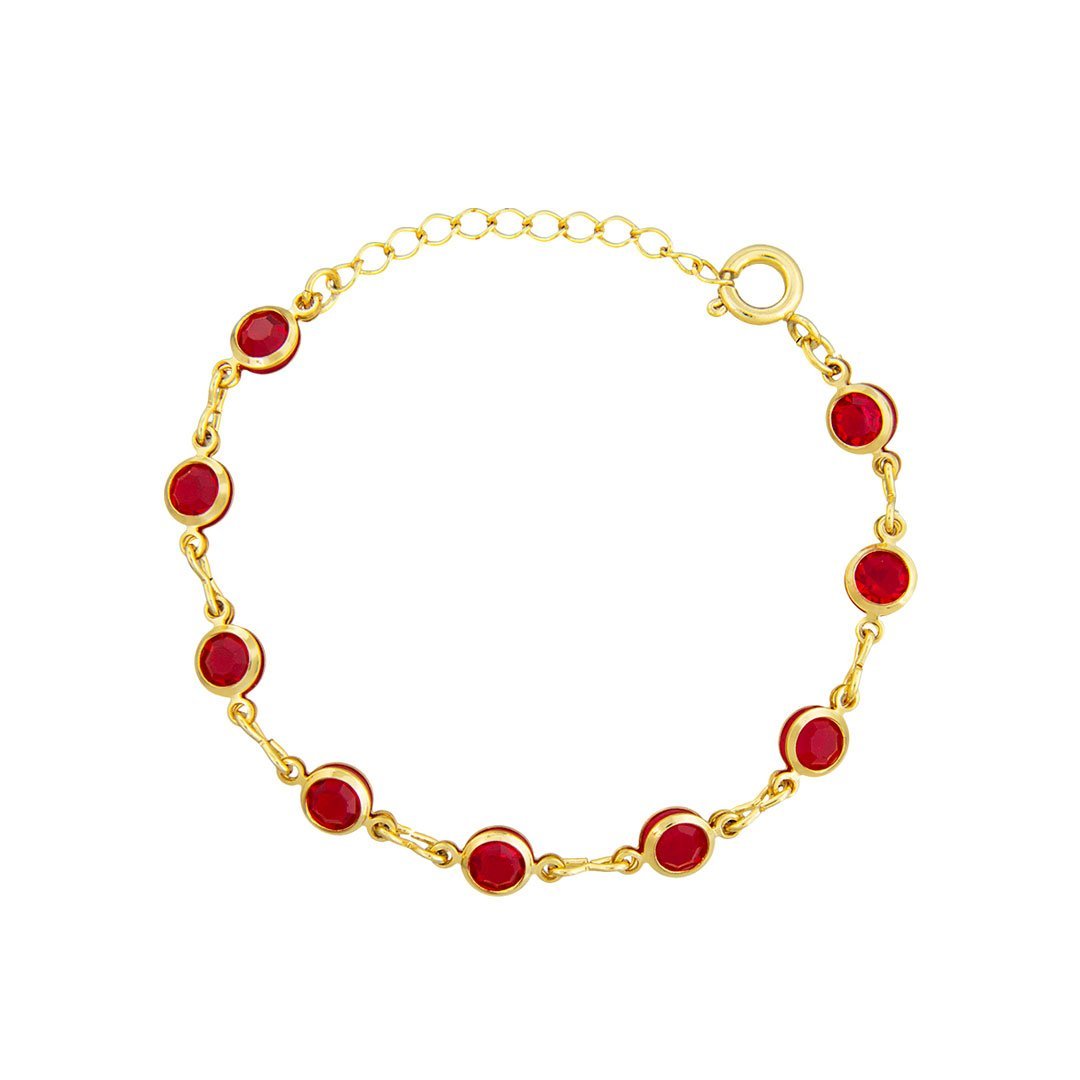 PULSEIRA INFANTIL PEDRINHAS REDONDAS BANHADA Á OURO