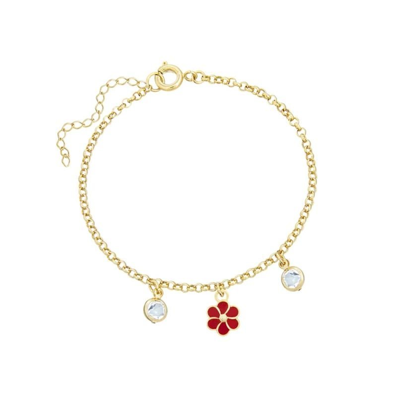PULSEIRA INFANTIL FLORZINHA RESINADA BANHADO À OURO