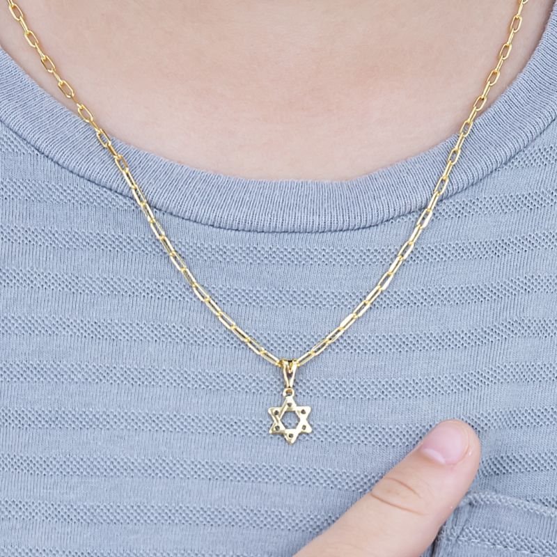 COLAR INFANTIL PARA MENINO ESTRELA DE DAVI BANHADO EM OURO