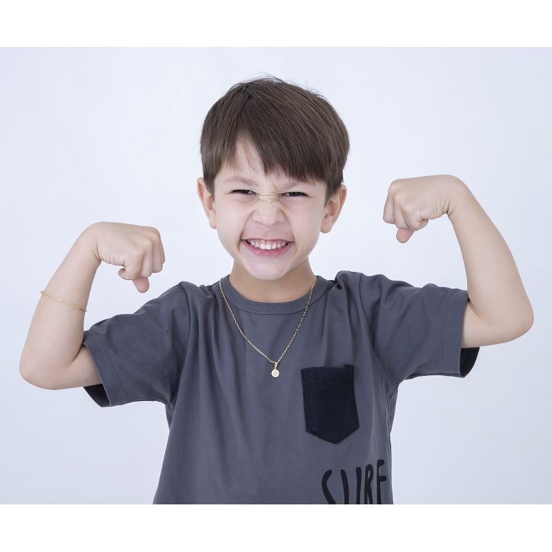 COLAR INFANTIL PARA MENINO MEDALHA ROSA DOS VENTOS BANHADO EM OURO