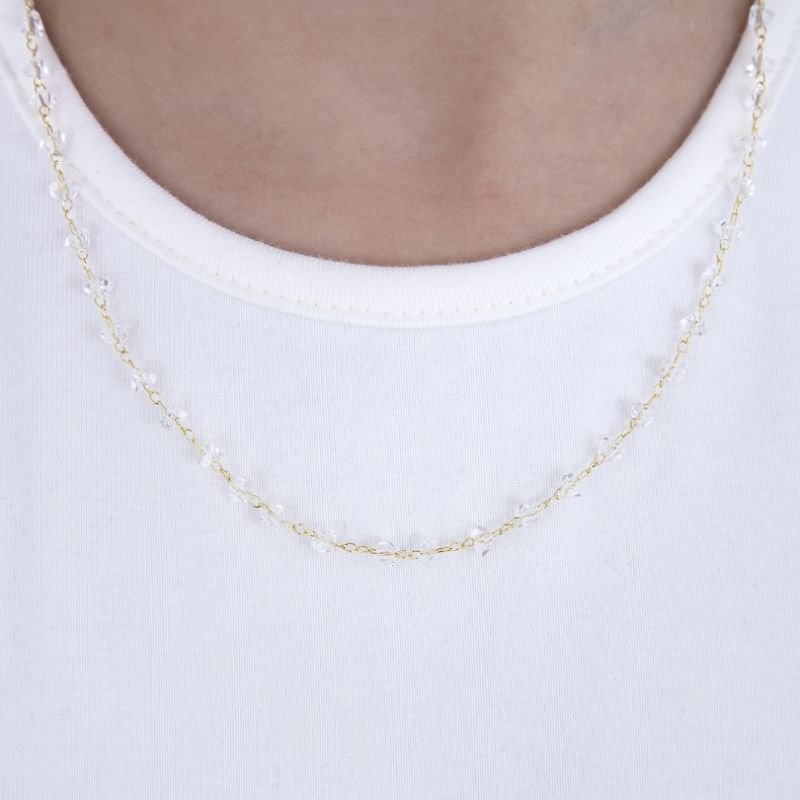 COLAR INFANTIL CRISTAIS DE VIDRO BANHADO EM OURO