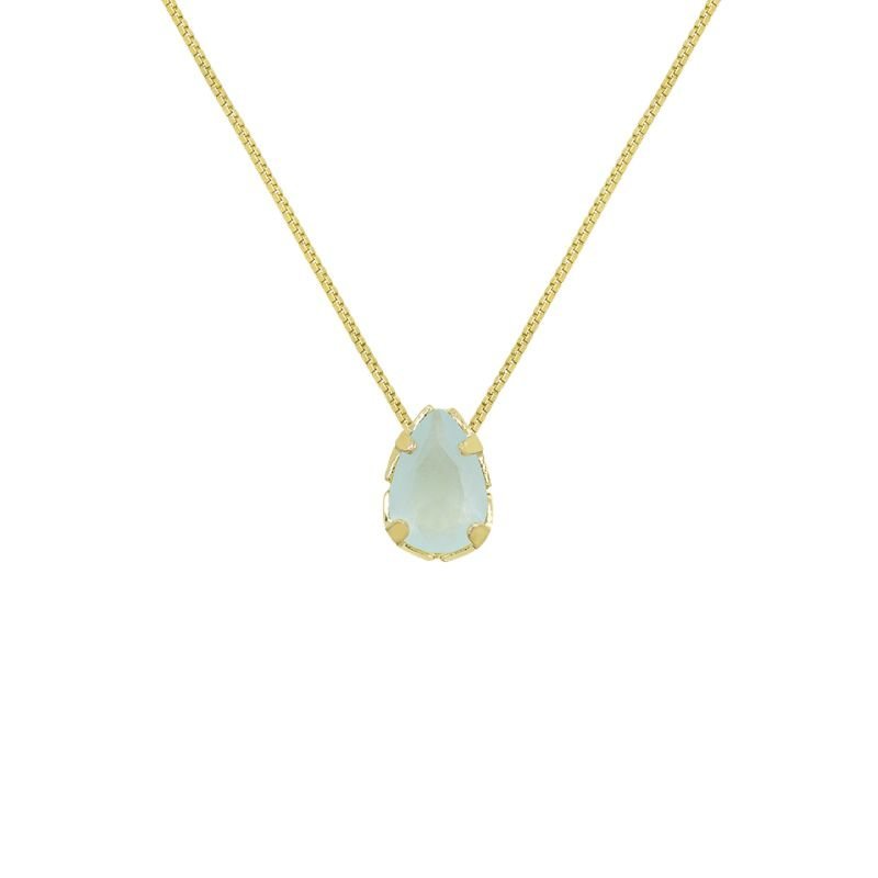 COLAR INFANTIL GOTA COM PEDRA CRAVADA BANHADO EM OURO