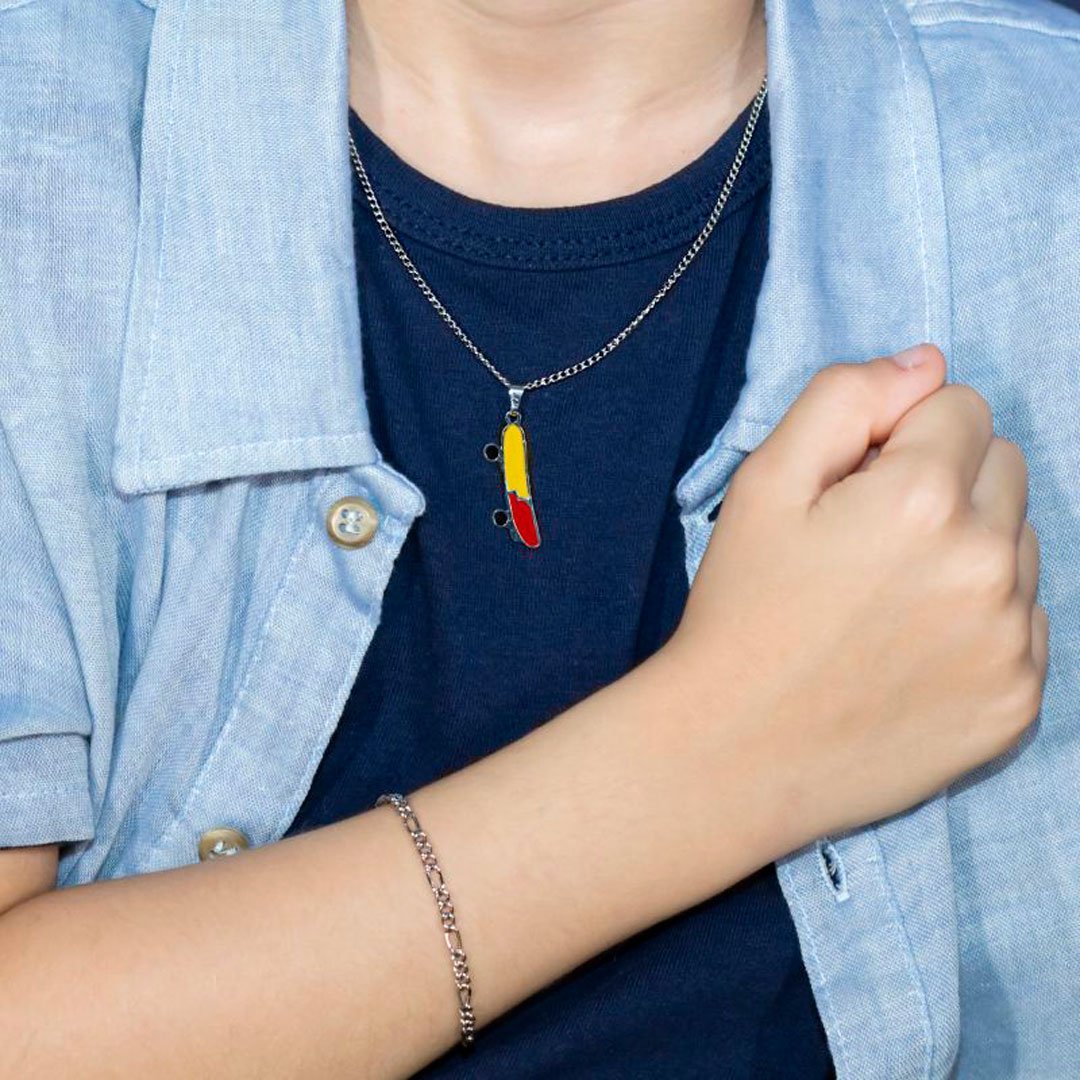 COLAR INFANTIL SKATE RESINADO PARA MENINOS - INOX