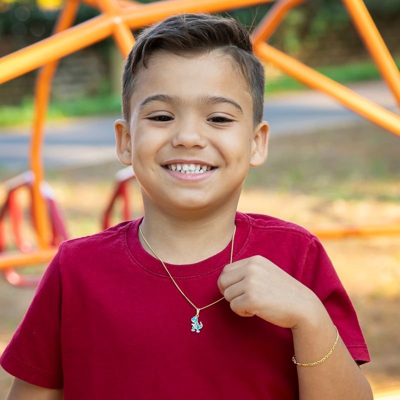 COLAR INFANTIL DINOSSAURO RESINADO - BANHADO À OURO