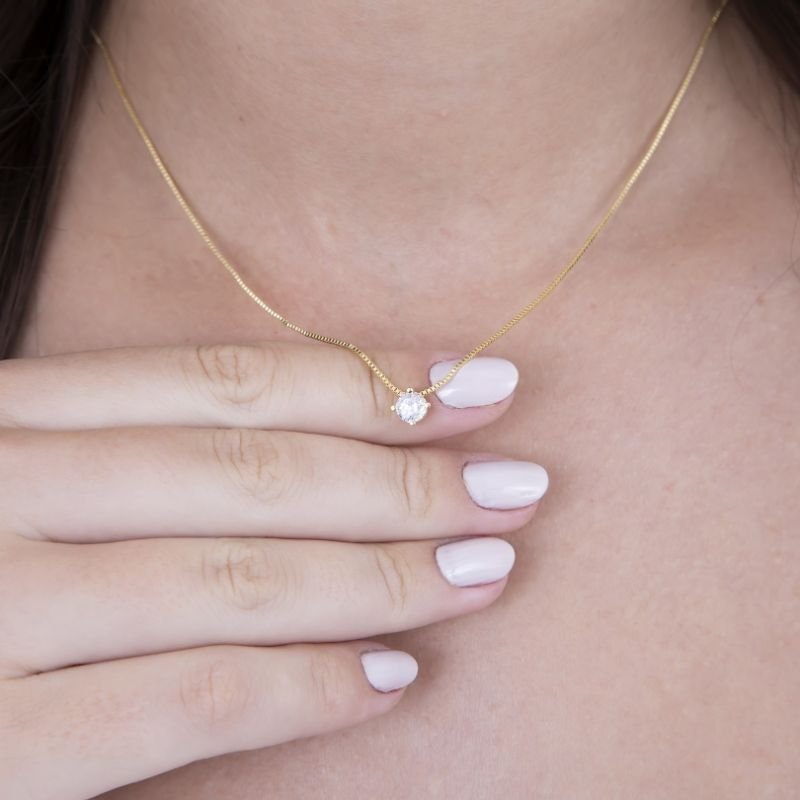 COLAR PONTO DE LUZ 5MM CRAVEJADO BANHADO EM OURO