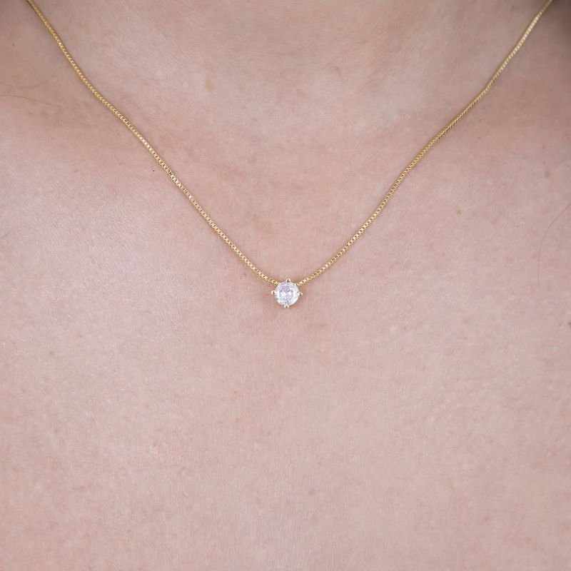 COLAR PONTO DE LUZ 5MM CRAVEJADO BANHADO EM OURO