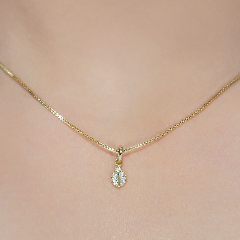 BRINCO E COLAR JOANINHA CRAVEJADA - BANHADO À OURO