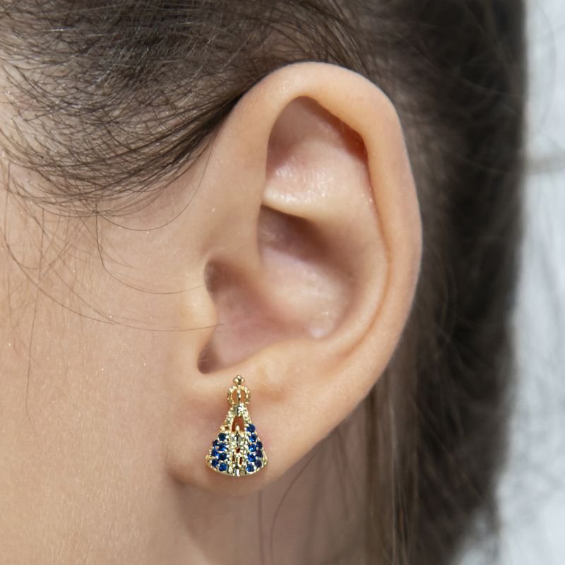 BRINCO E COLAR NOSSA SENHORA APARECIDA BANHADOS EM OURO