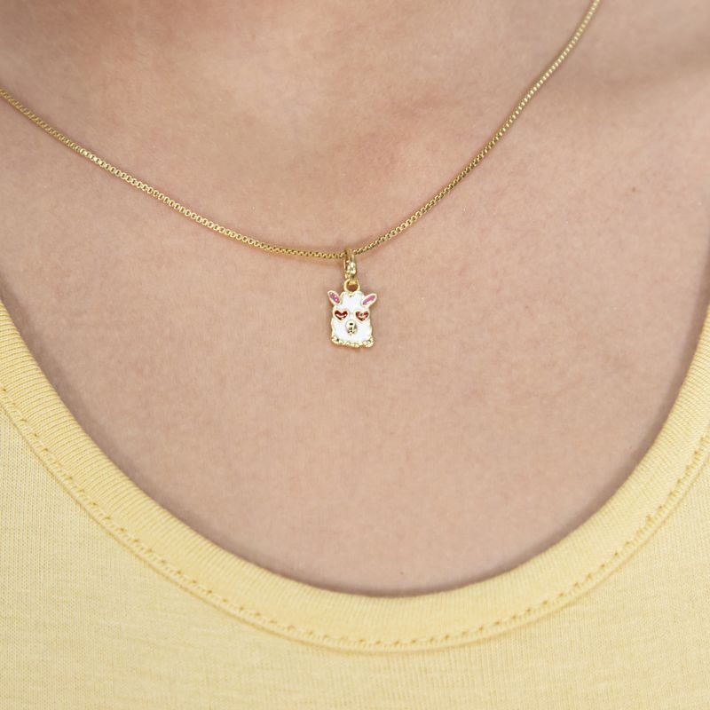 BRINCO E COLAR LHAMA BANHADOS EM OURO