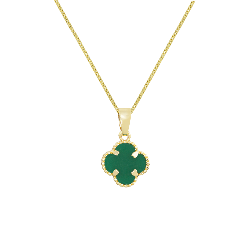 CONJUNTO INFANTIL BRINCO E COLAR TREVO BANHADO EM OURO