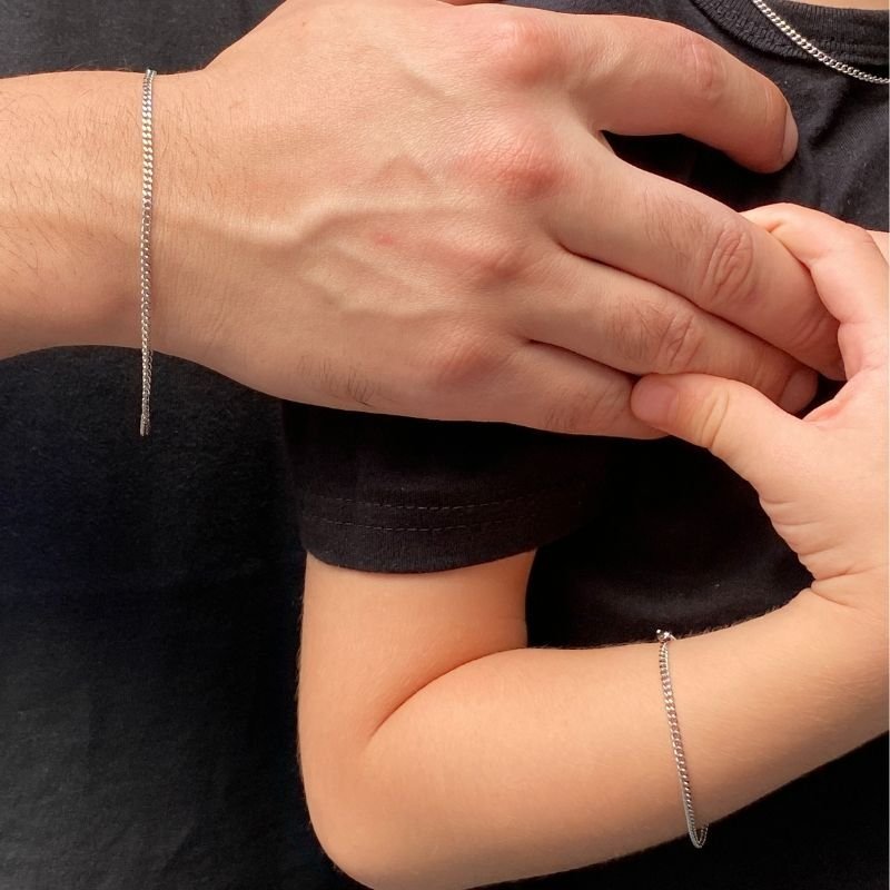 CONJUNTO DE PULSEIRAS PAI E FILHO MASCULINA AÇO INOX