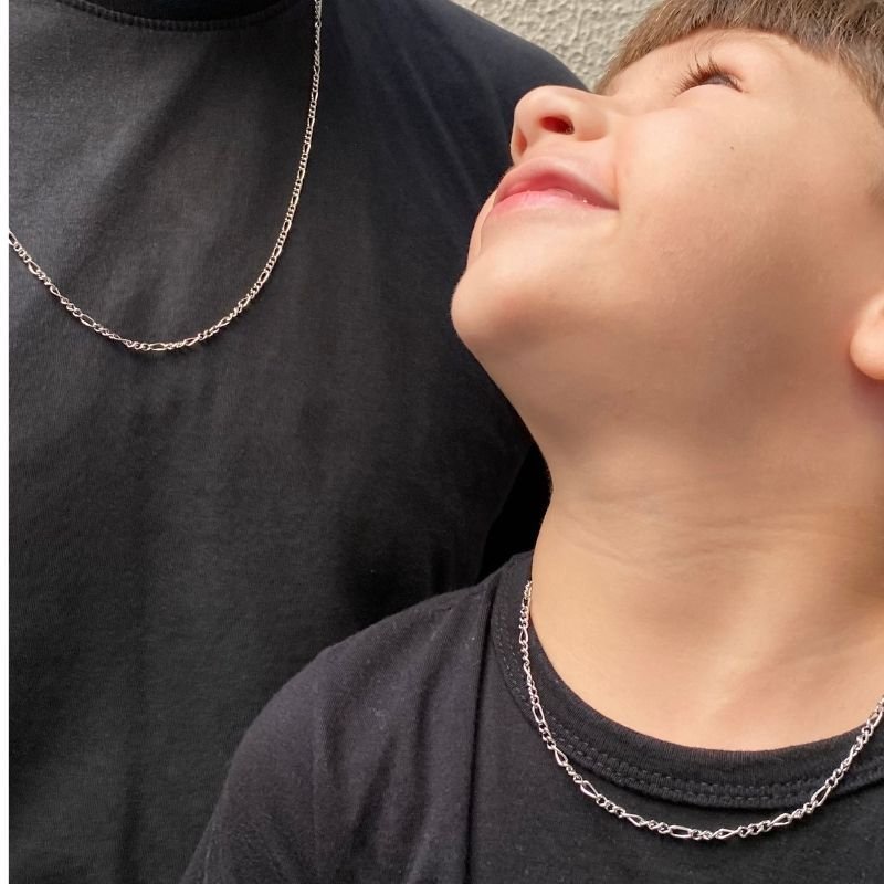 CONJUNTO DE CORRENTES PAI E FILHO MASCULINA AÇO INOX 3X1