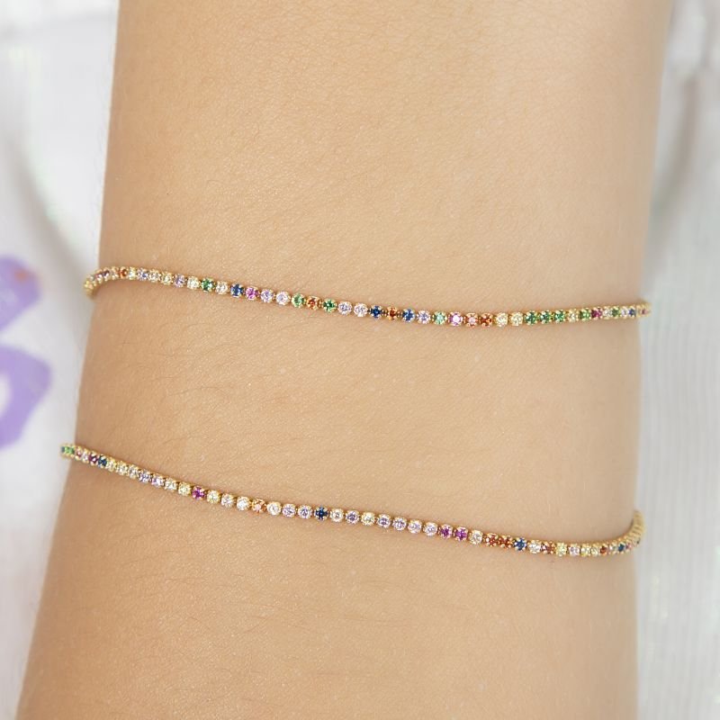 PULSEIRA INFANTIL RIVIERA COM PEDRINHAS DE ZIRCONIAS COLORIDAS