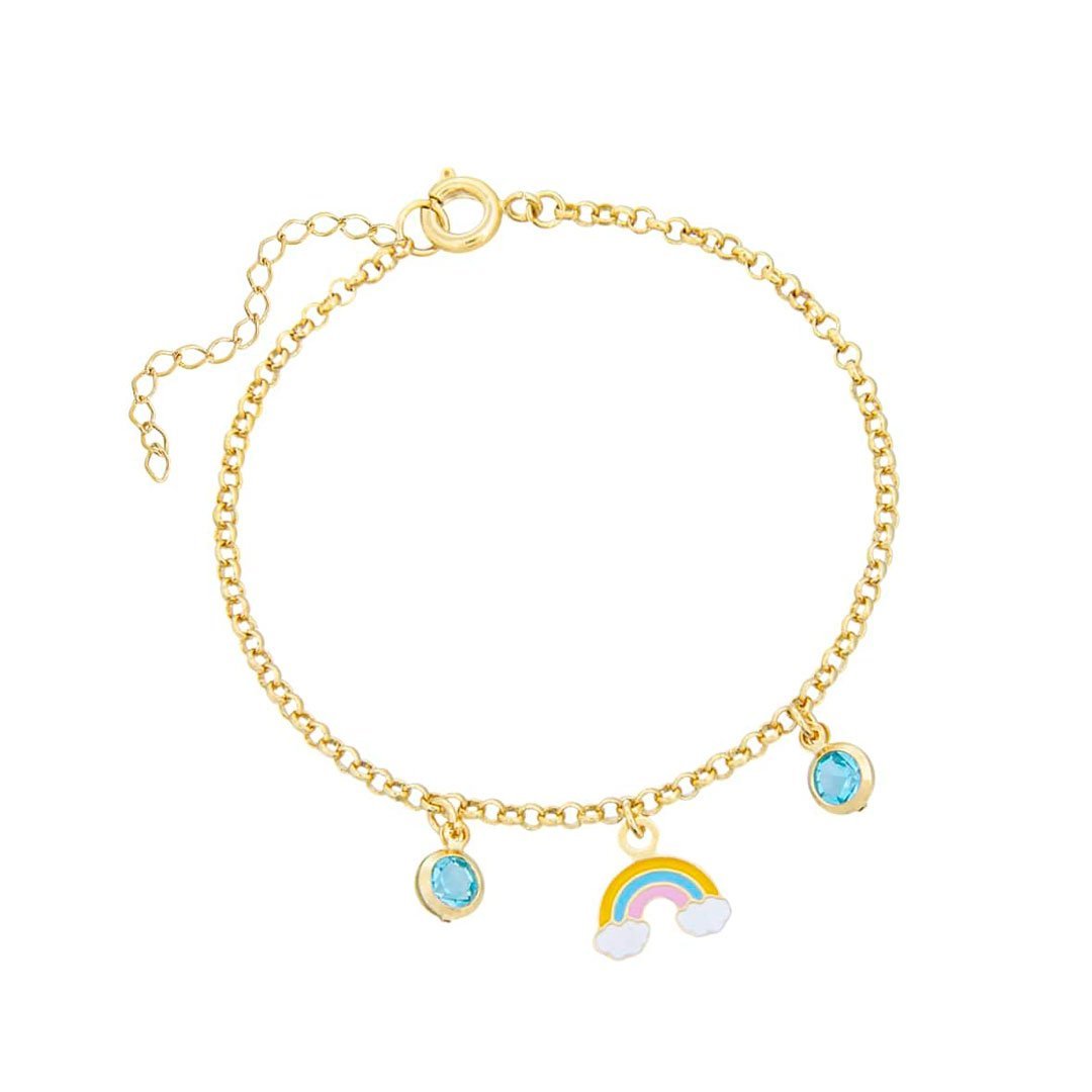 PULSEIRA INFANTIL ARCO ÍRIS COM PEDRAS BANHADO A OURO
