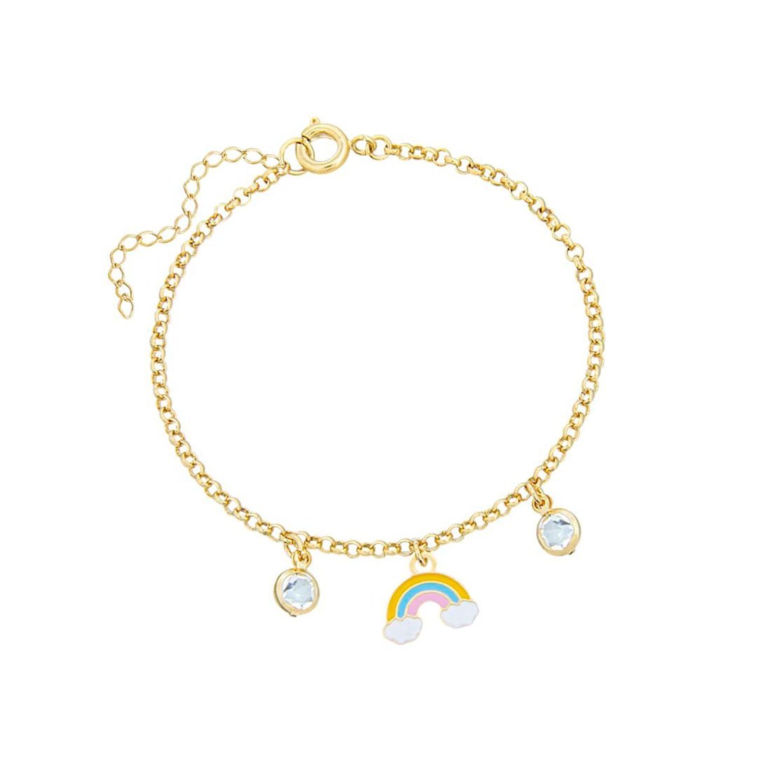 PULSEIRA INFANTIL ARCO ÍRIS COM PEDRAS BANHADO A OURO