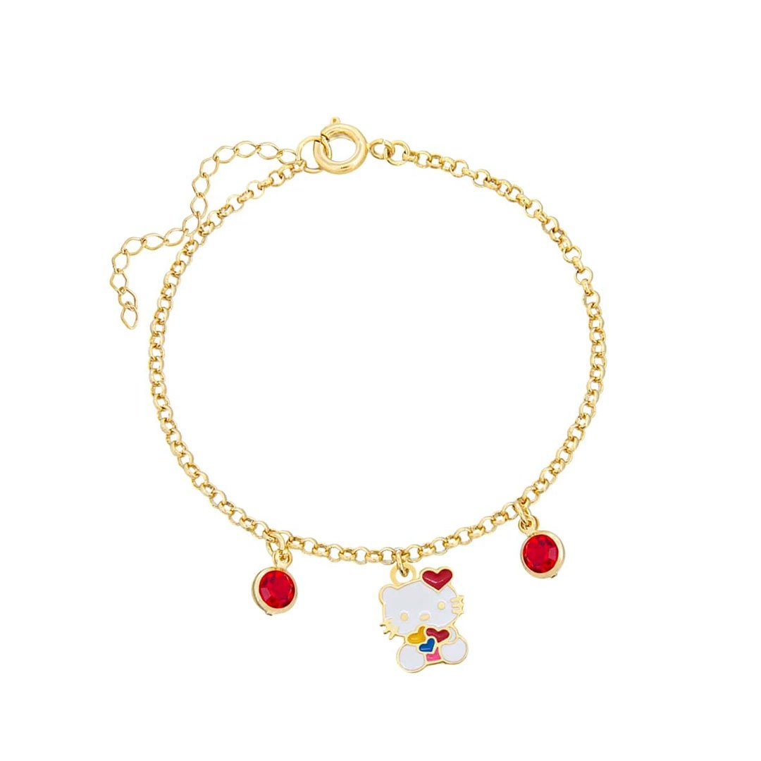 PULSEIRA INFANTIL GATINHA COM PEDRAS BANHADO A OURO