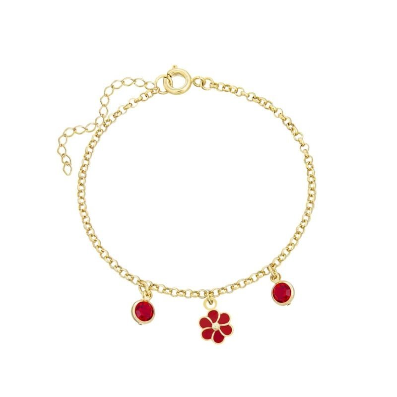 PULSEIRA INFANTIL FLORZINHA RESINADA BANHADO À OURO