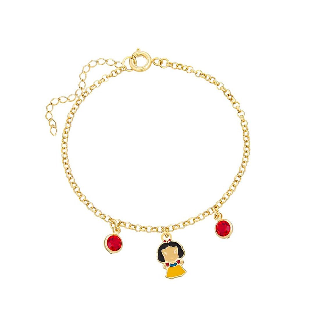 PULSEIRA INFANTIL PRINCESA VESTIDO AMARELO RESINADA BANHADO A OURO