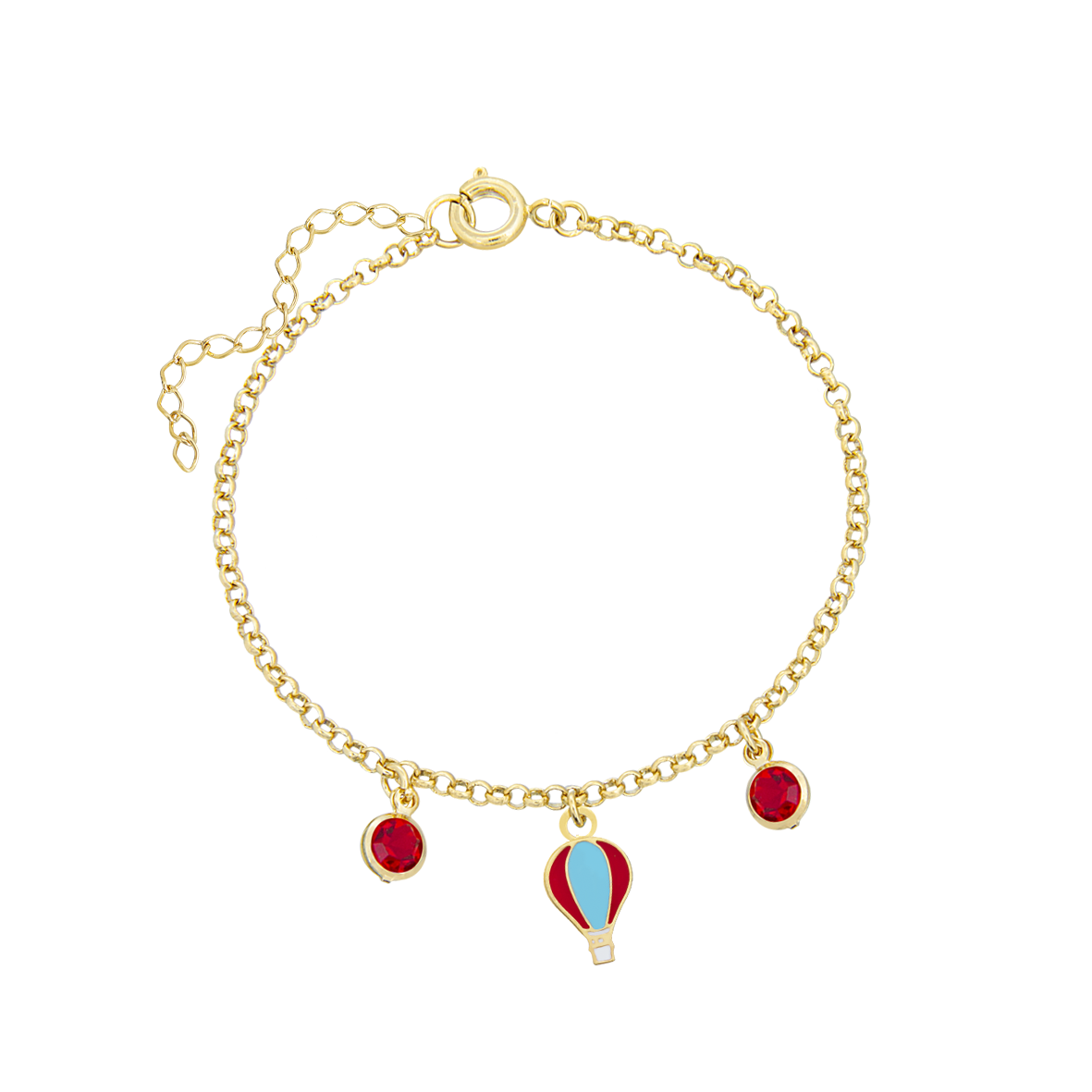 PULSEIRA BALÃOZINHO VERMELHO RESINADO FOLHEADO A OURO