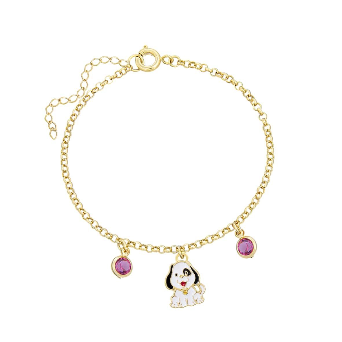 PULSEIRA INFANTIL CACHORRINHO RESINADO BANHADO EM OURO