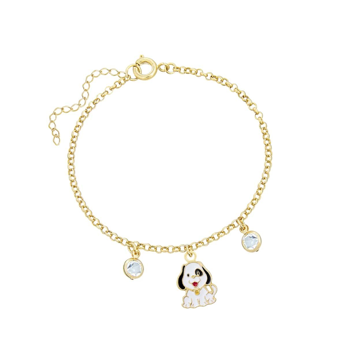 PULSEIRA INFANTIL CACHORRINHO RESINADO BANHADO EM OURO