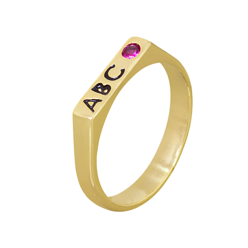 ANEL INFANTIL 'ABC' TAMANHO 14 - BANHADO EM OURO