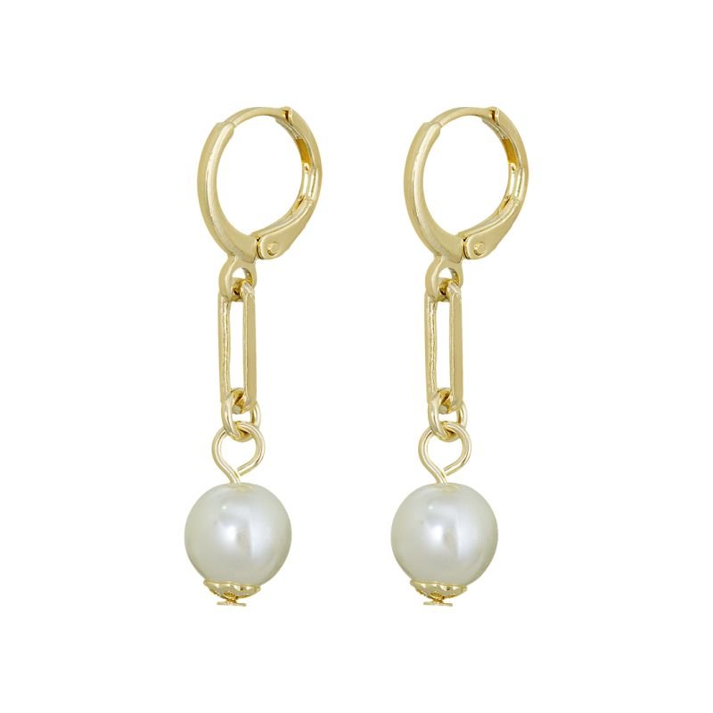 BRINCO ARGOLA COM PEROLA BANHADO EM OURO