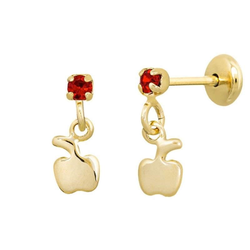 BRINCO BEBÊ BASE DE PEDRINHA COM MAÇÃZINHA BANHADO EM OURO