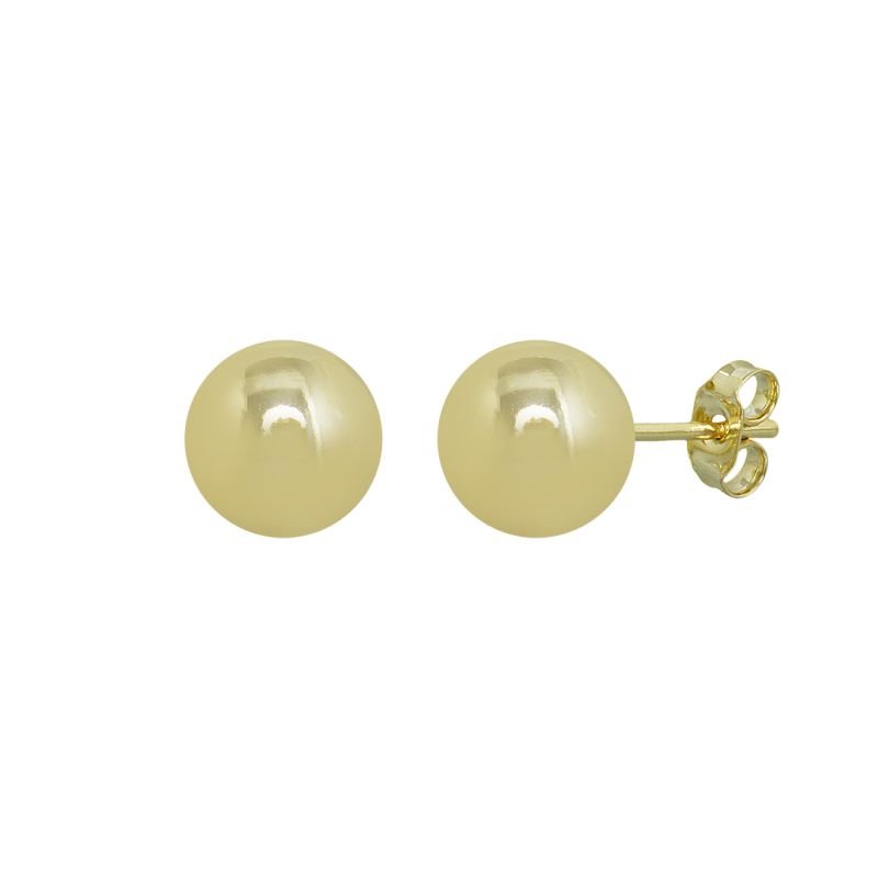 BRINCO FIXO BOLA 10MM LISA BANHADO EM OURO