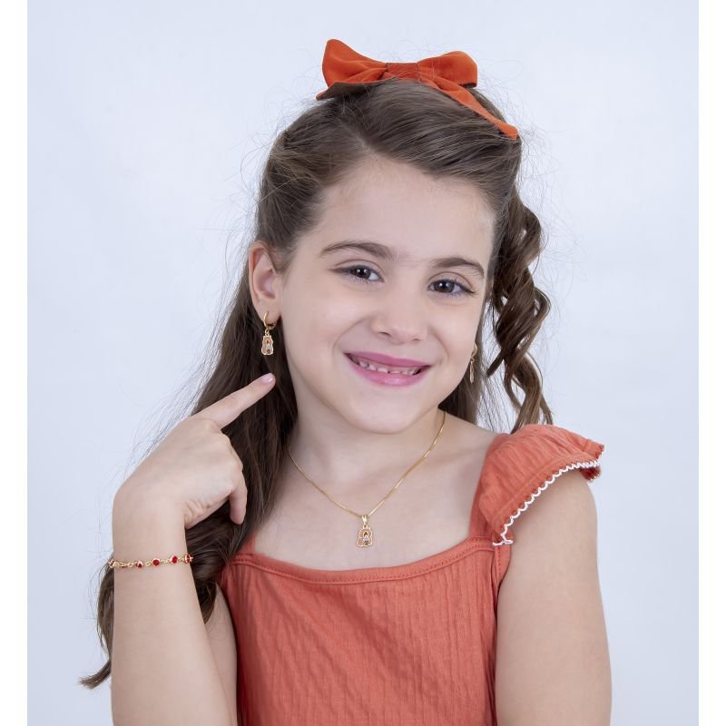 BRINCO INFANTIL ARGOLINHA CAPIVARA RESINADA BANHADO EM OURO