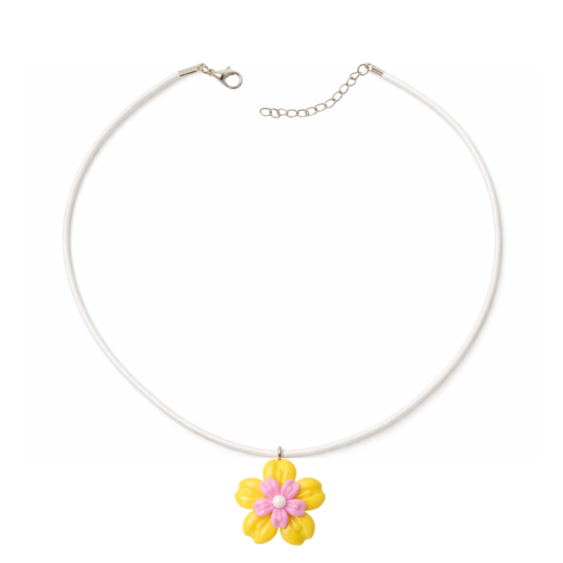 COLAR INFANTIL FLOR EM CORES – CORDÃO BRANCO