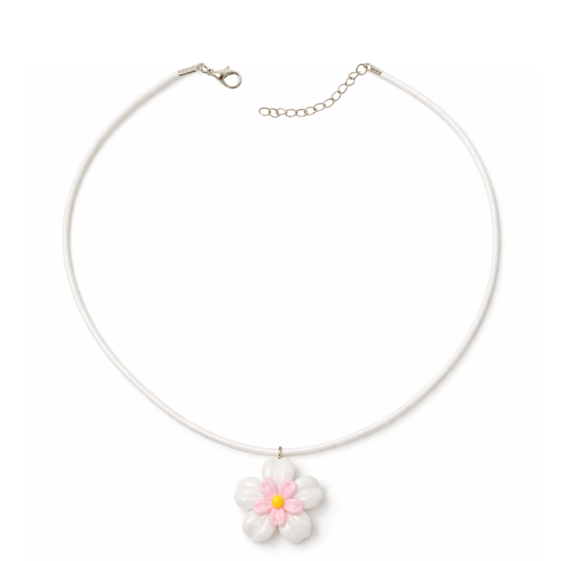 COLAR INFANTIL FLOR EM CORES – CORDÃO BRANCO